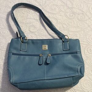 Stone Mountain Accessories Dusty Sky Blue Crunch Leather Shoulder Bag